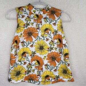 Topshop Sunflower Orange and Yellow Floral‎ Tank Top Sz 4